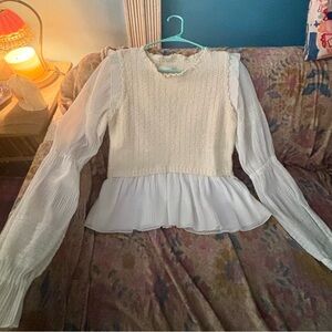 Anthropologie Cream and White Blouse